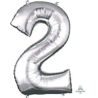 Ballon mylar, #2 argent, 34 pouces