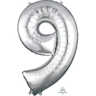 Ballon mylar, # 9 argent, 34 pouces