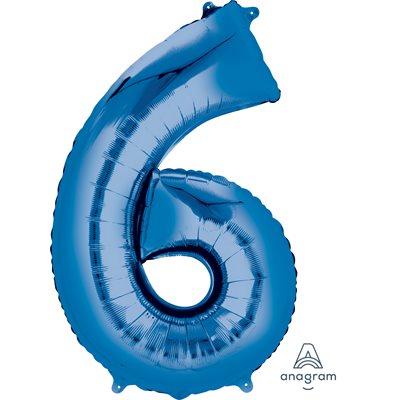 Ballon mylar, #6 bleu, 34 pouces