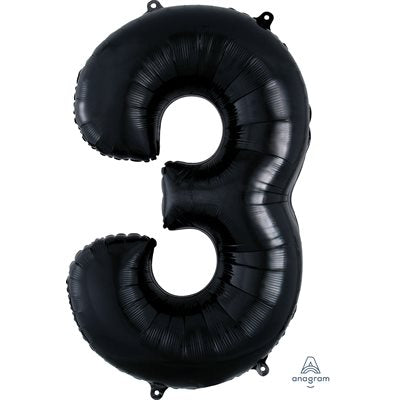 Ballon mylar, #3 noir, 34 pouces