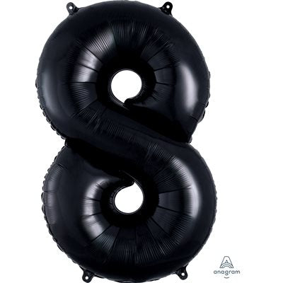 Ballon mylar, #8 noir, 34 pouces