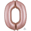 Ballon mylar, chiffre 0, rose gold,  34 pouces