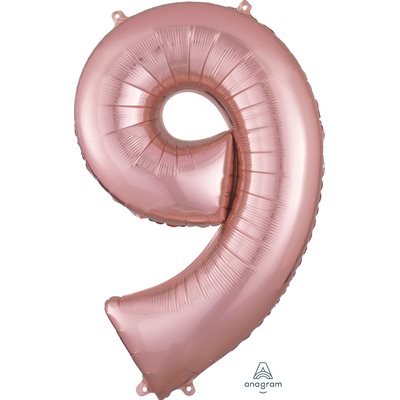 Ballon mylar, #9 rose gold, 34 pouces