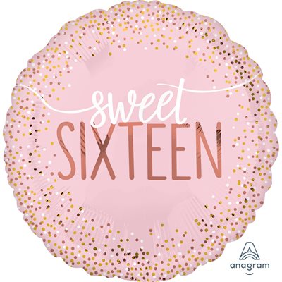 Ballon mylar, sweet sixteen, 18 pouces