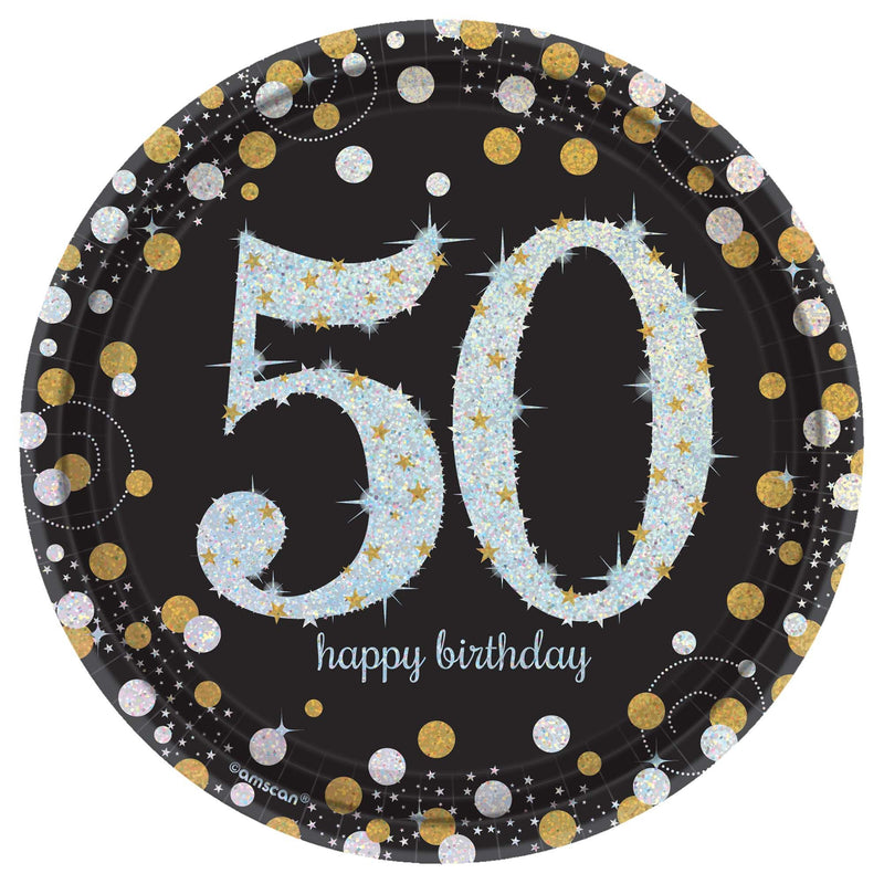 50 ans, assiettes dessert, 8 pcs