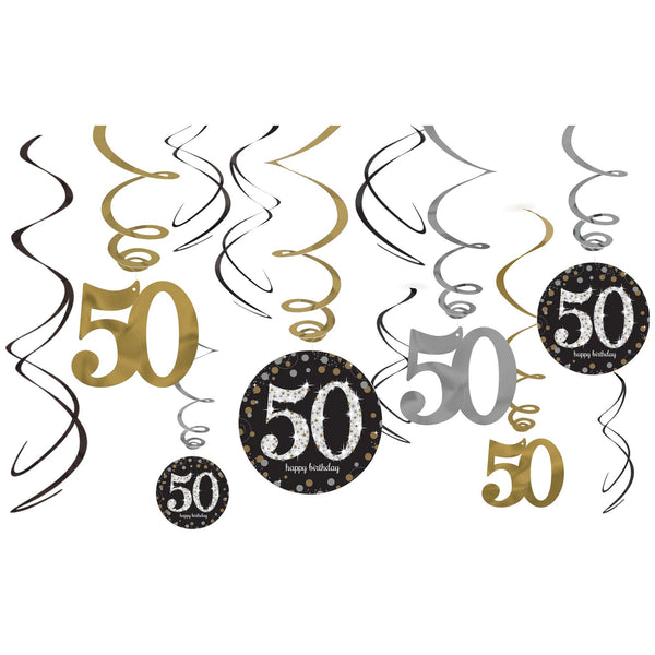 50 ans, décorations suspendues, 12 pcs