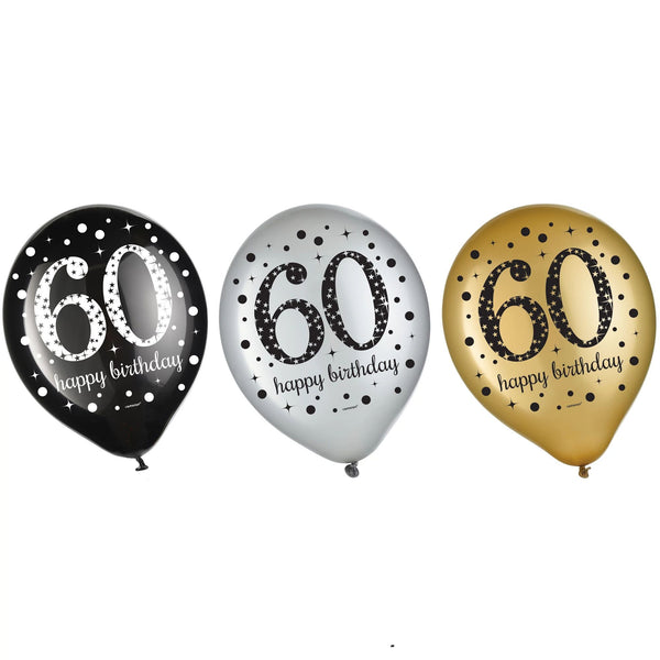 60 ans, ballons en latex, 12 pouces, 15 pcs