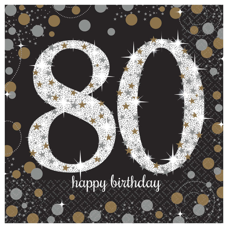 80 ans, serviettes dessert, 16 pcs