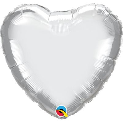 Ballon mylar, coeur argent, 18 pouces