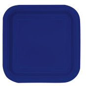 Bleu marine, assiettes repas carré, 14 pcs