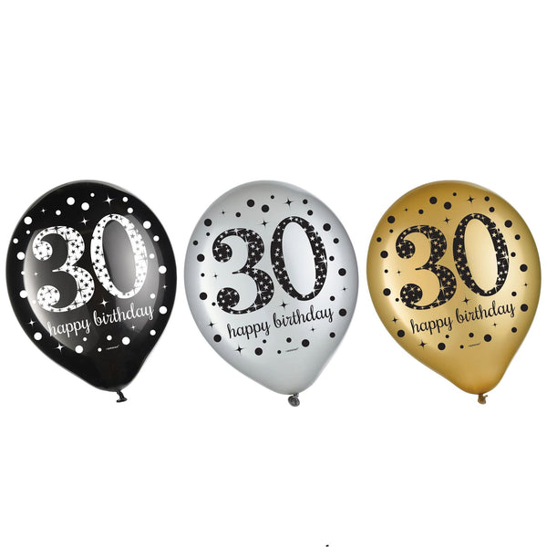 30 ans, ballons latex, 12 pouces, 15 pcs