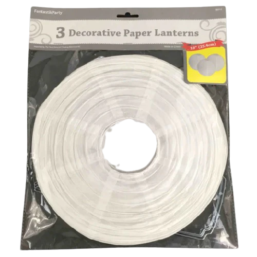 Lanterne en papier blanc, 10 pouces, 3 pcs