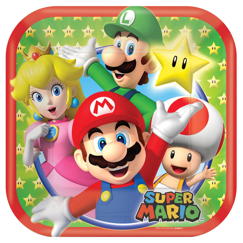 Super mario, assiettes dessert, 8 pcs