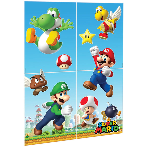 Super mario, ensemble de décorations murale, 59 x 65 pouces, 4 pcs