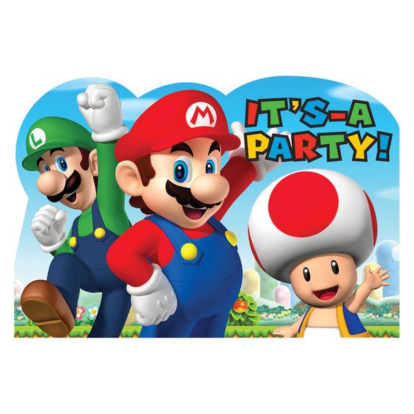 Super mario, cartes d'invitations, 8 pcs