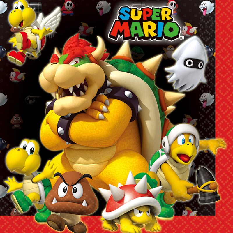 Super mario, serviettes repas, 16 pcs