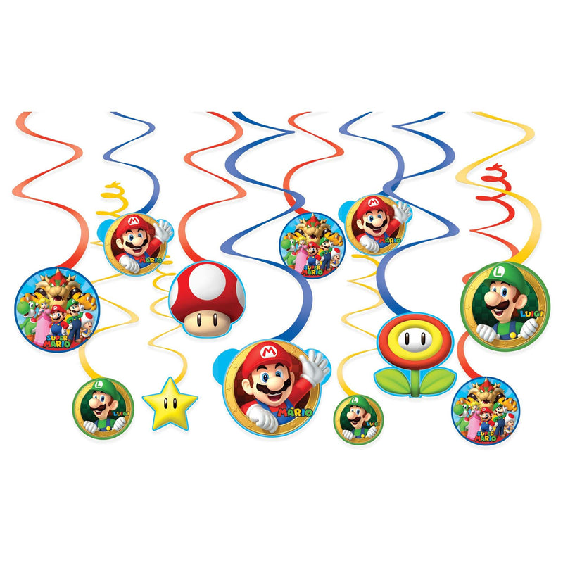 Super mario, décorations spirales, 12 pcs