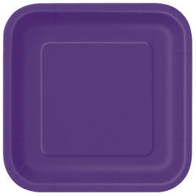 Violet foncé, assiettes dessert carré, 16 pcs
