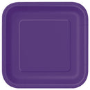 Violet foncé, assiettes repas carré, 14 pcs
