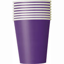 Violet foncé, gobelets en papier 9 oz, 8 pcs