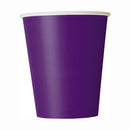Violet foncé, gobelets en papier 9 oz, 8 pcs