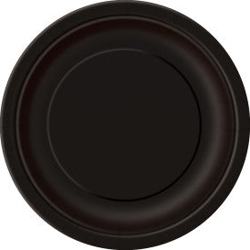 Noir unis, assiettes dessert rond, 20 pcs