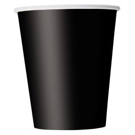 Noir unis, gobelets en papier 9 oz, 8 pcs