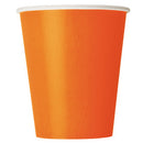 Orange unis, gobelets en papier 9 oz, 8 pcs