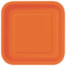 Orange unis, assiettes dessert carré, 16 pcs
