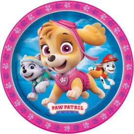 Paw patrol fille, assiettes dessert, 7 pouces, 8 unités