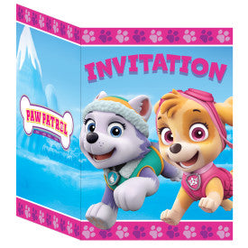 Paw patrol fille, cartes d'invitations, 8 unités