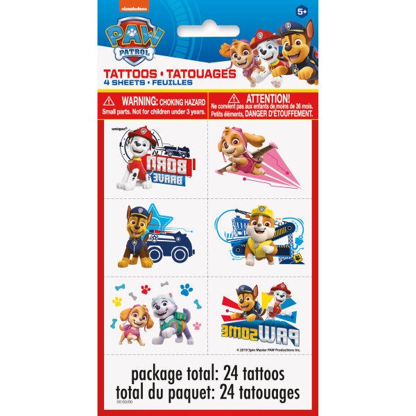 Paw patrol, tatouages, 24 unités