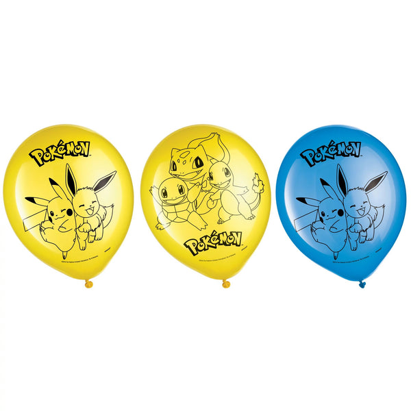 Pokémon, ballons latex, 12 pouces, 6 pcs