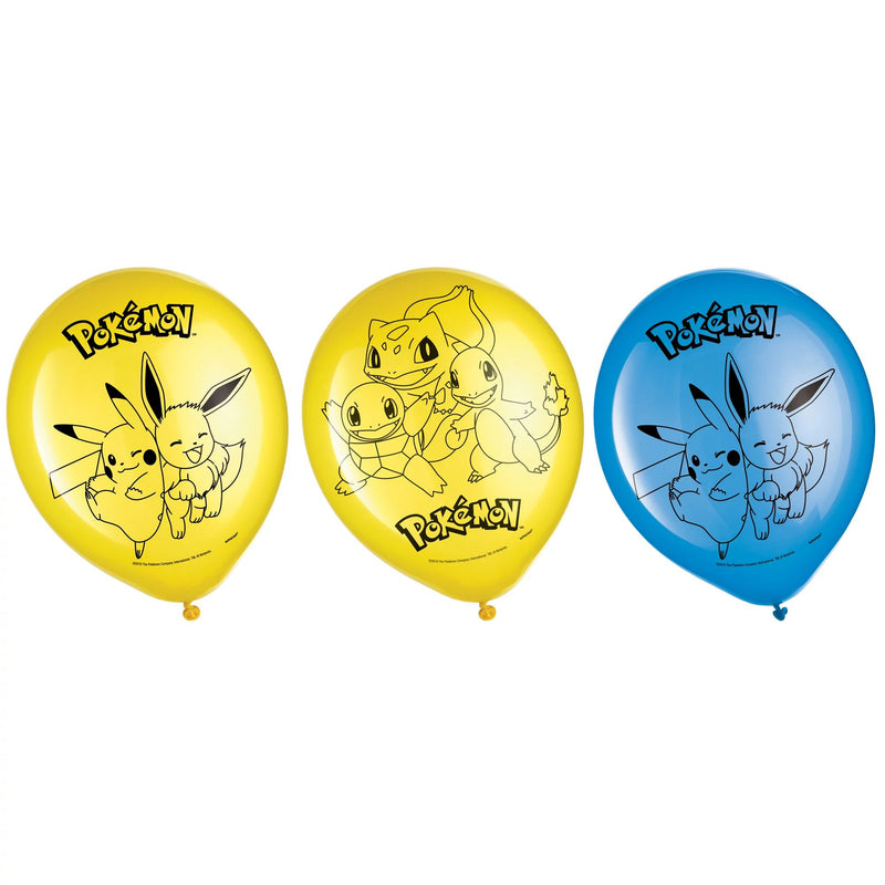 Pokémon, ballons latex, 12 pouces, 6 pcs