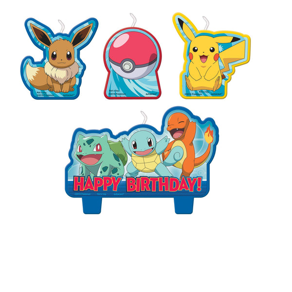 Pokémon, ensemble de chandelles de fête, 4 pcs