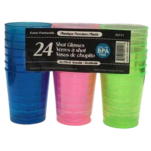 Verre à shooters colorés, 2 oz, 24 pcs