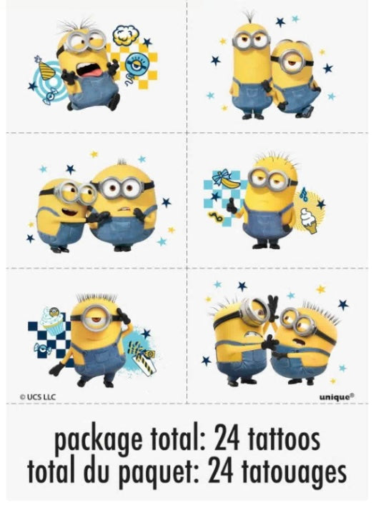 Minions, tatouages, 24 pcs