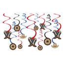 Western, décorations en spirale, 12 pcs