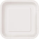 Blanc unis, assiettes repas carré, 14 pcs