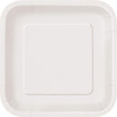 Blanc unis, assiettes dessert carré, 16 pcs