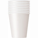 Blanc unis, gobelets en papier 9 oz, 8 pcs