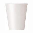 Blanc unis, gobelets en papier 9 oz, 8 pcs